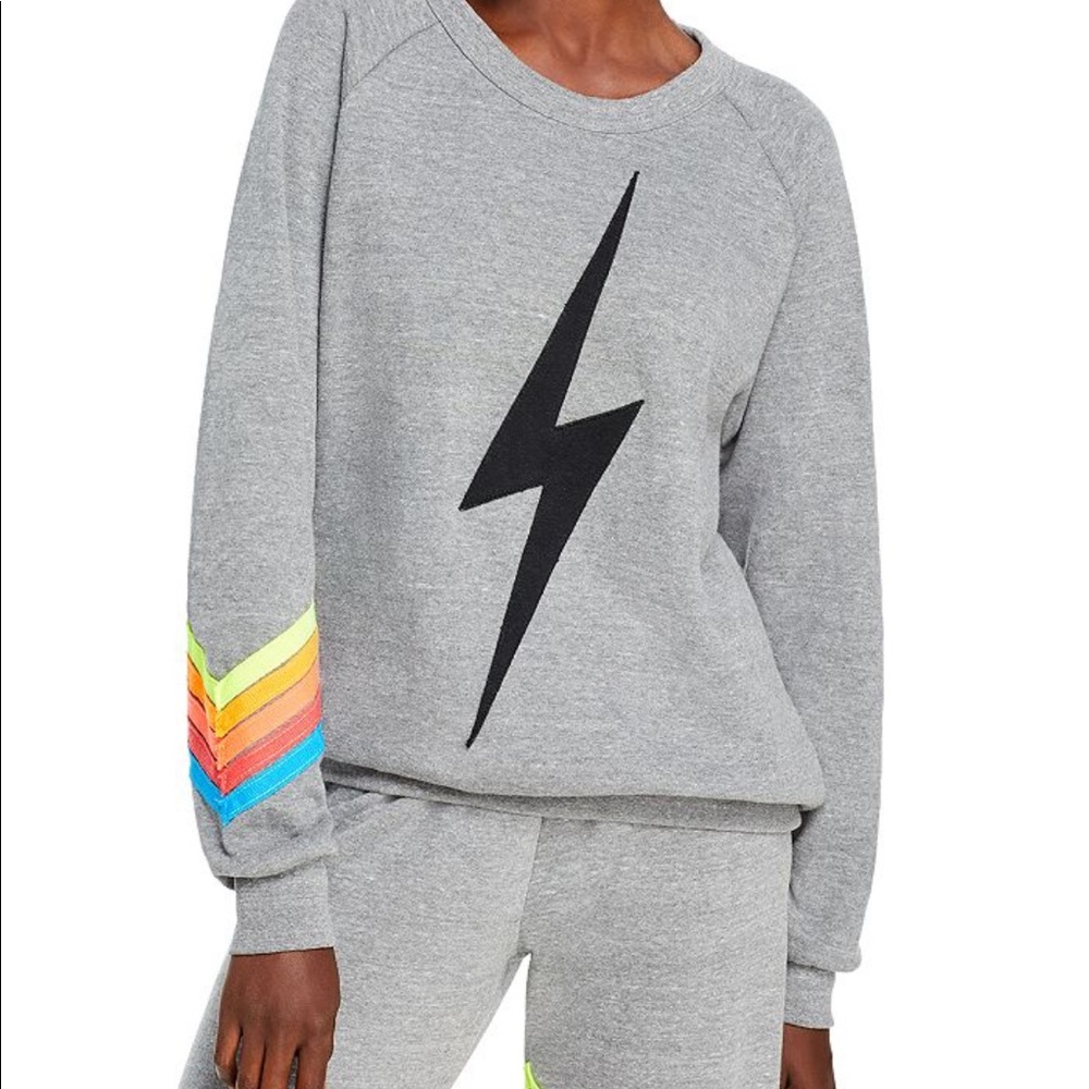 Aviator Nation Bolt Chevron Sweatshirt ⚡️🖤🌈